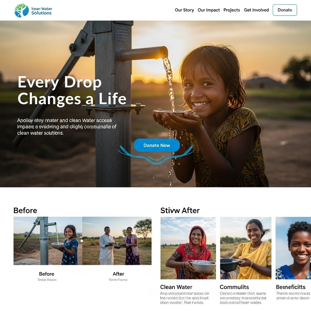 Qeyri-kommersiya Xeyriyyə Veb Saytı Dizaynı: Süni İntellekt Tərəfindən Yaradılan Konsept - Şəkil 1