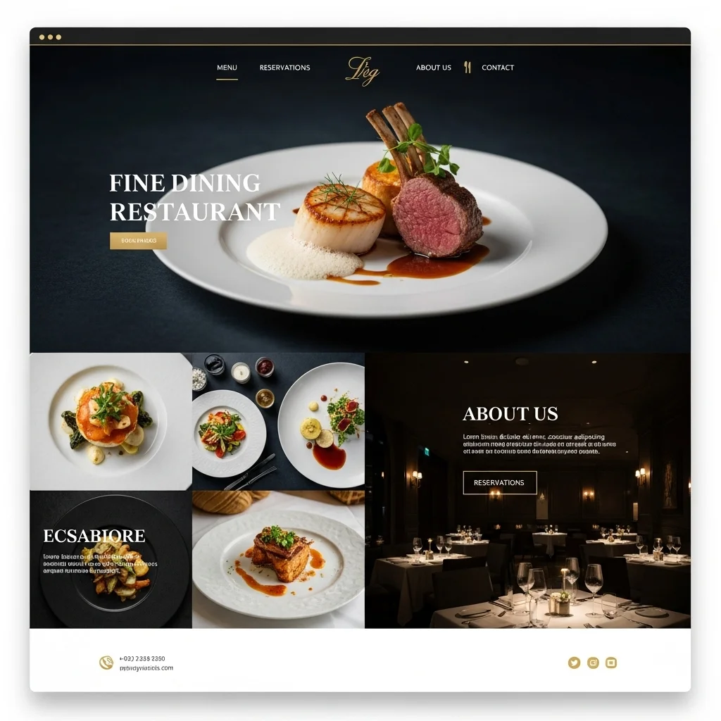 Restaurant Website Design Concept 1: AI-Generated