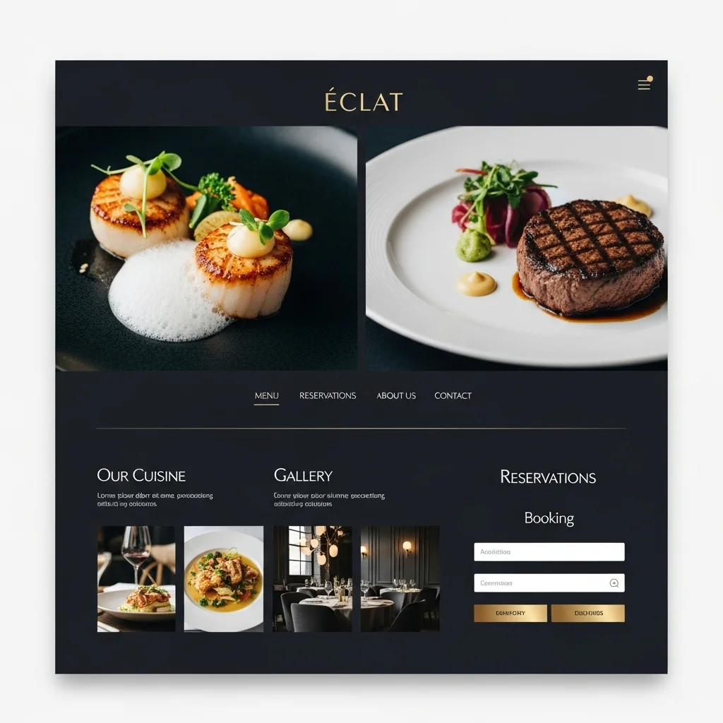 Restaurant Website Design Concept 2: AI-Generated