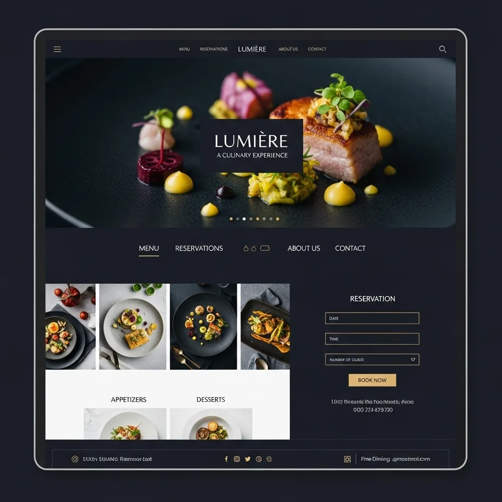 Restaurant Website Design Concept 3: AI-Generated
