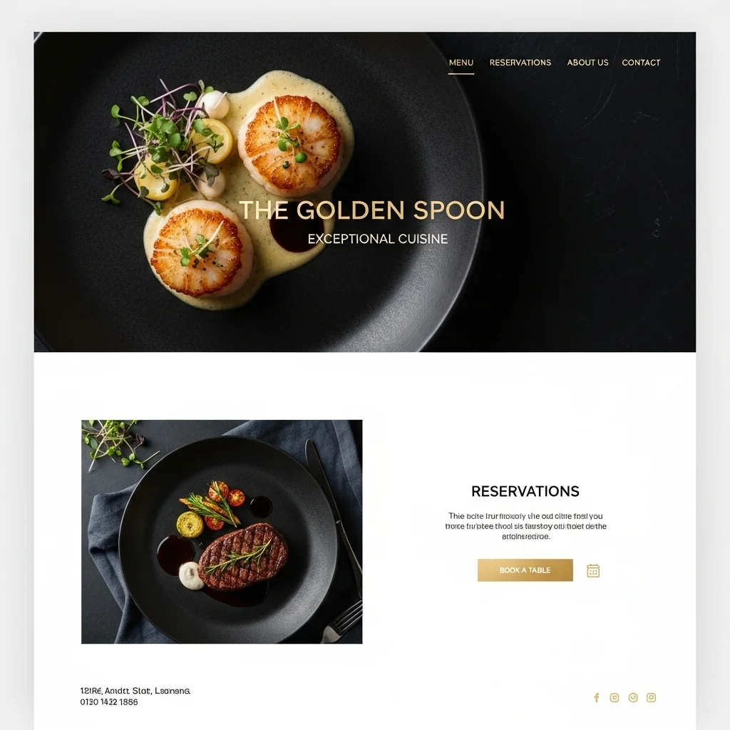 Restaurant Website Design Concept 4: AI-Generated
