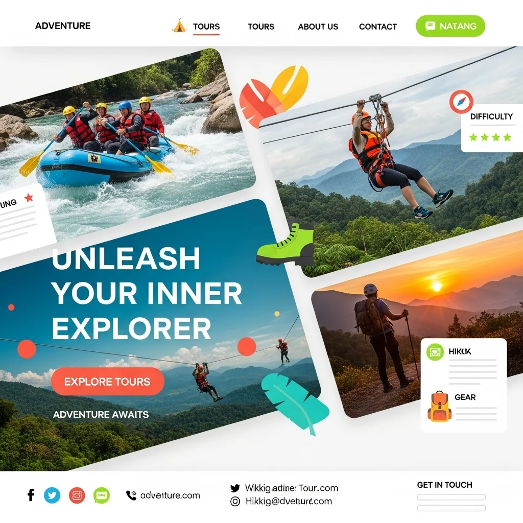 Дизайн веб-сайта для приключенческих путешествий: концепция, созданная ИИ — Изображение 1