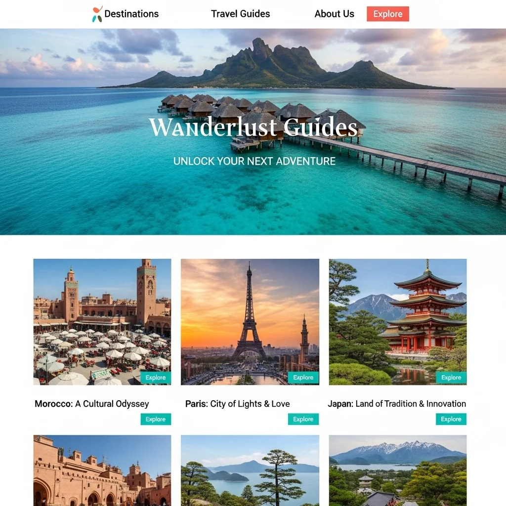 Səyahət Turizm Veb Sayt Dizaynı: Süni İntellekt Tərəfindən Yaradılan Konsept - Şəkil 1